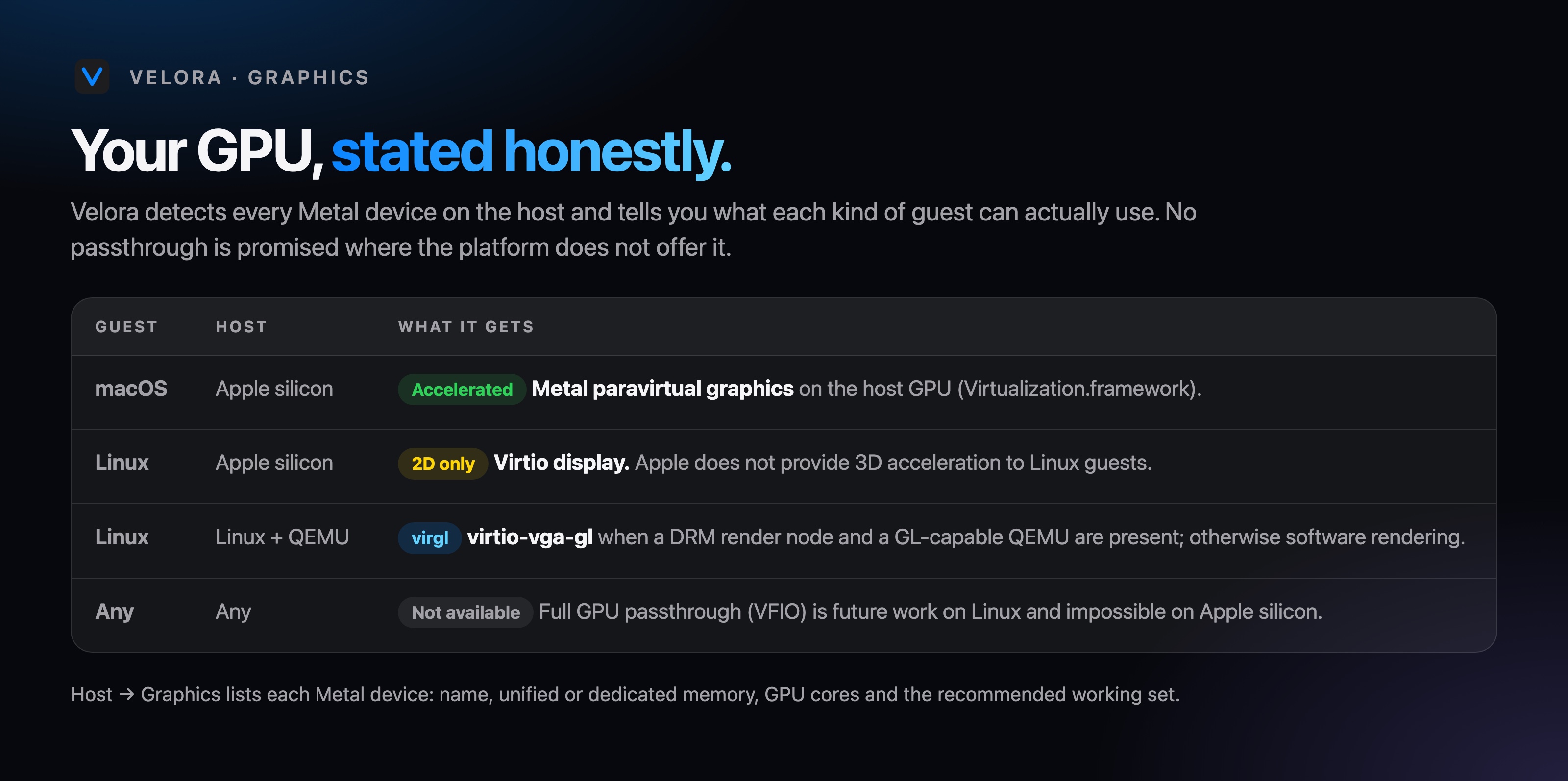 What each kind of guest gets from the GPU.