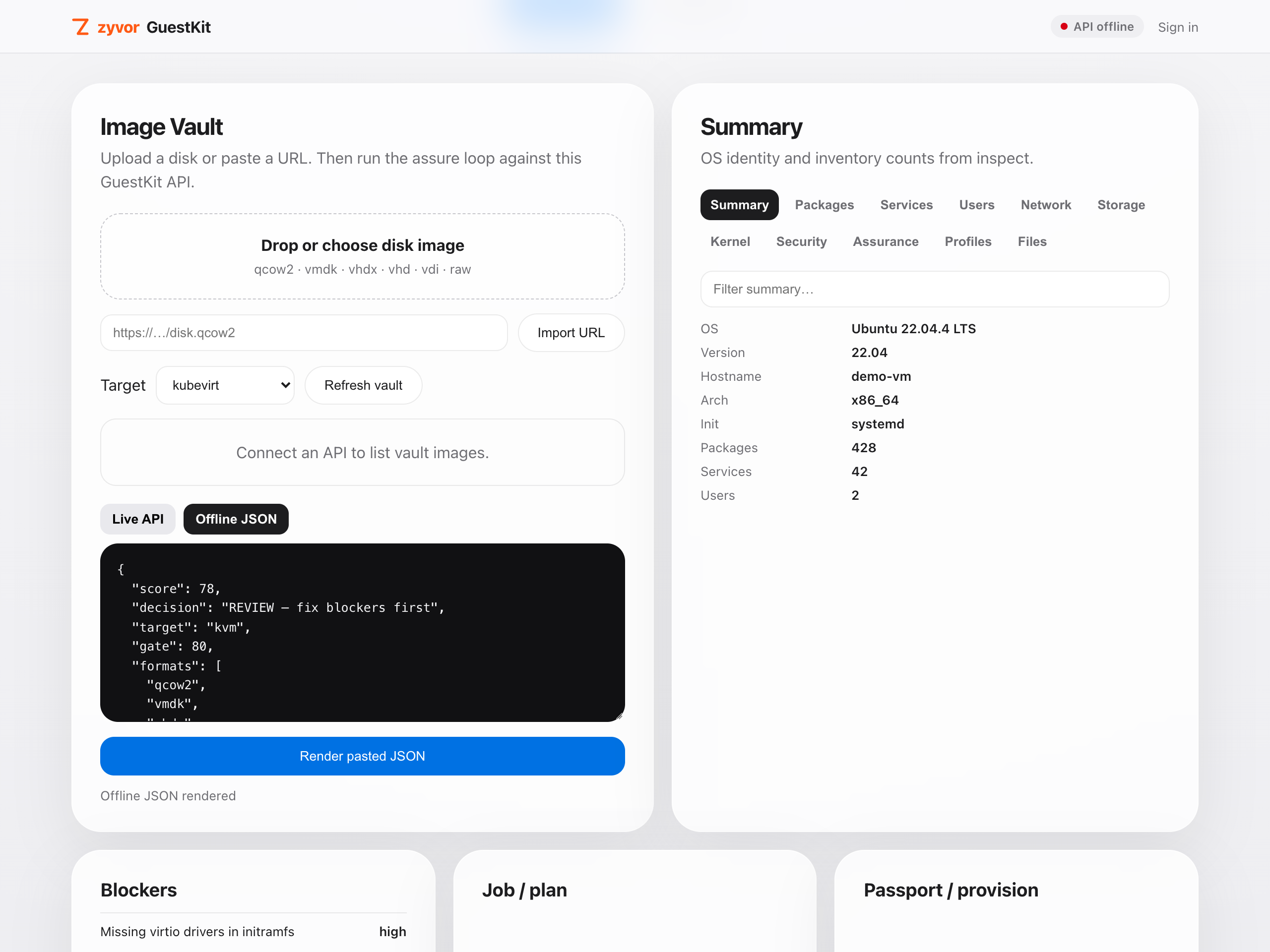 Summary — OS identity and inventory counts