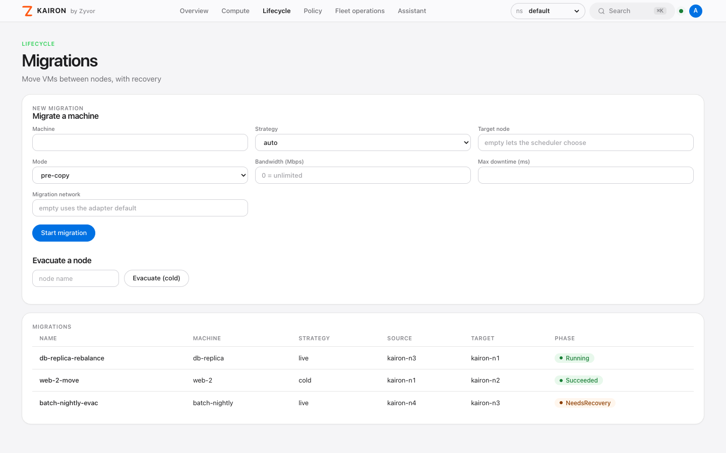 Migrations: strategy, nodes and NeedsRecovery