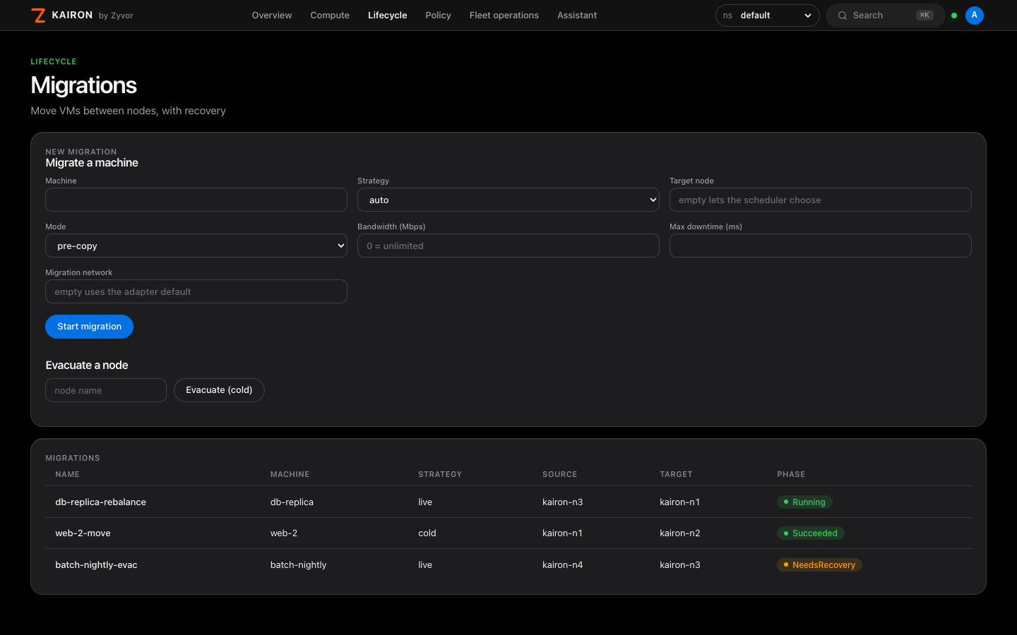 Migrations: strategy, nodes and NeedsRecovery